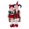 Rot-Grün-Gold Retro Hofnarren sitzende Weihnachtsfigur
