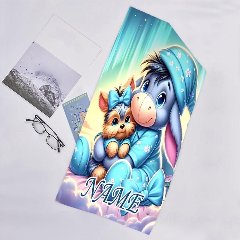 1pc Eeyore1 Beach Towel with Custom Name, Beach/Swimming/Bath/Picnic/Camping Towel, Suitable for Seaside Beaches