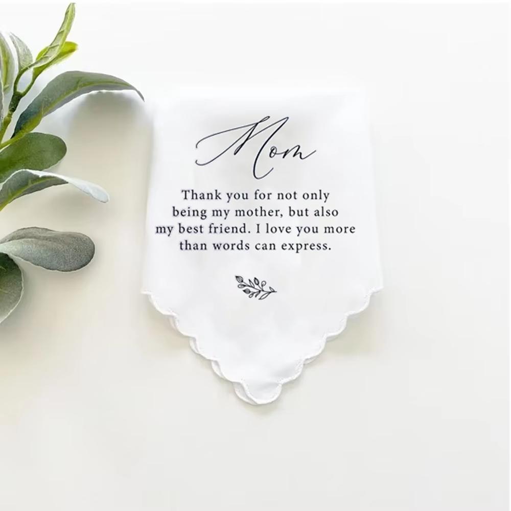 2Pcs Handkerchief Wedding Father of Bride Groom Mother of Bride Groom Gift Wedding Accessories Bachelorette Party Keepsake Gift