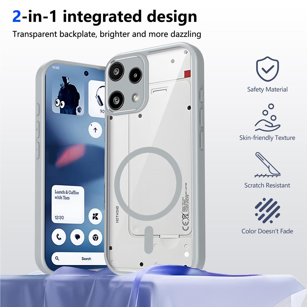 KEYSION Transparent Magnetic Phone Case for Nothing Phone 3A Lite Silicone+PC HD Clear Shockproof Back Cover for Nothing 3A Lite