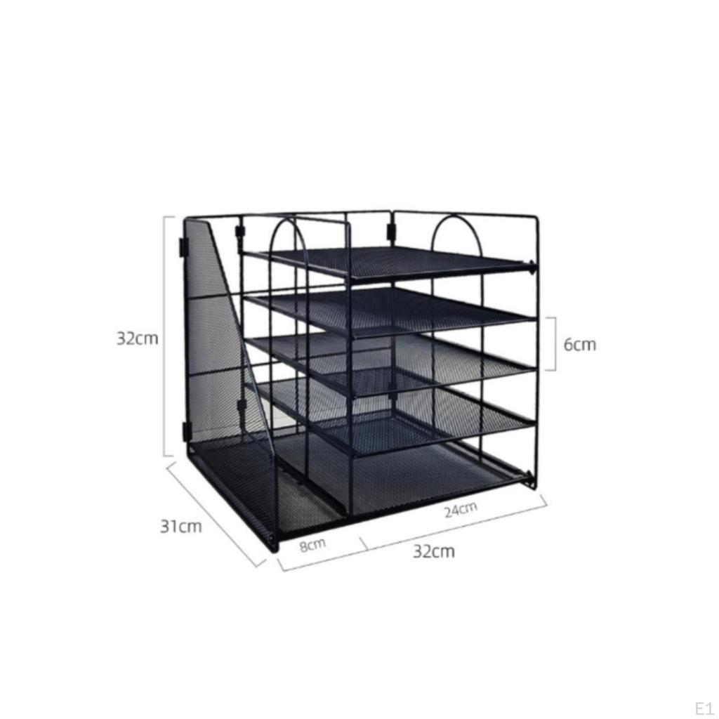 Desktop File Rack 5Tier Vertical Storage Foldable Document Shelf for