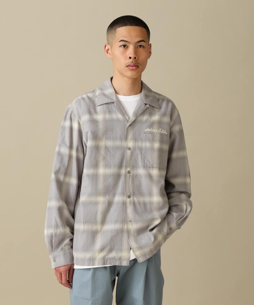 Avirex Long Sleeve Cotton Linen Ombre Size Light Size Size Men's Shirt, XL, Gray, 023, 783-3120014, L/S/C/L, A/DINER.