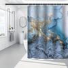 4-Pack Marble Shower Curtain, 3D Fabric Bathroom Curtain With Hooks, Flannel Toilet Seat, Non-Slip Rug