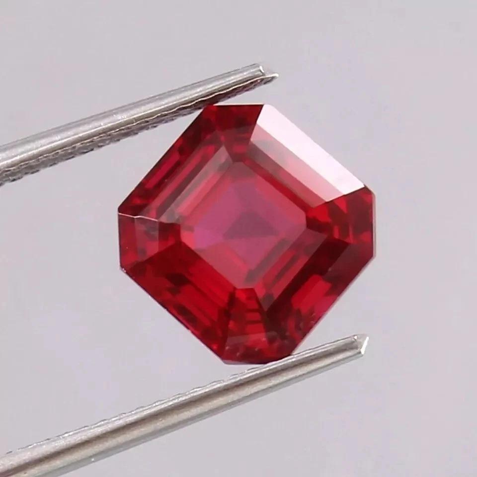 Certified Natural Blood Red Ruby Asscher Cut 12+ Ct Stunning Loose Gemstone