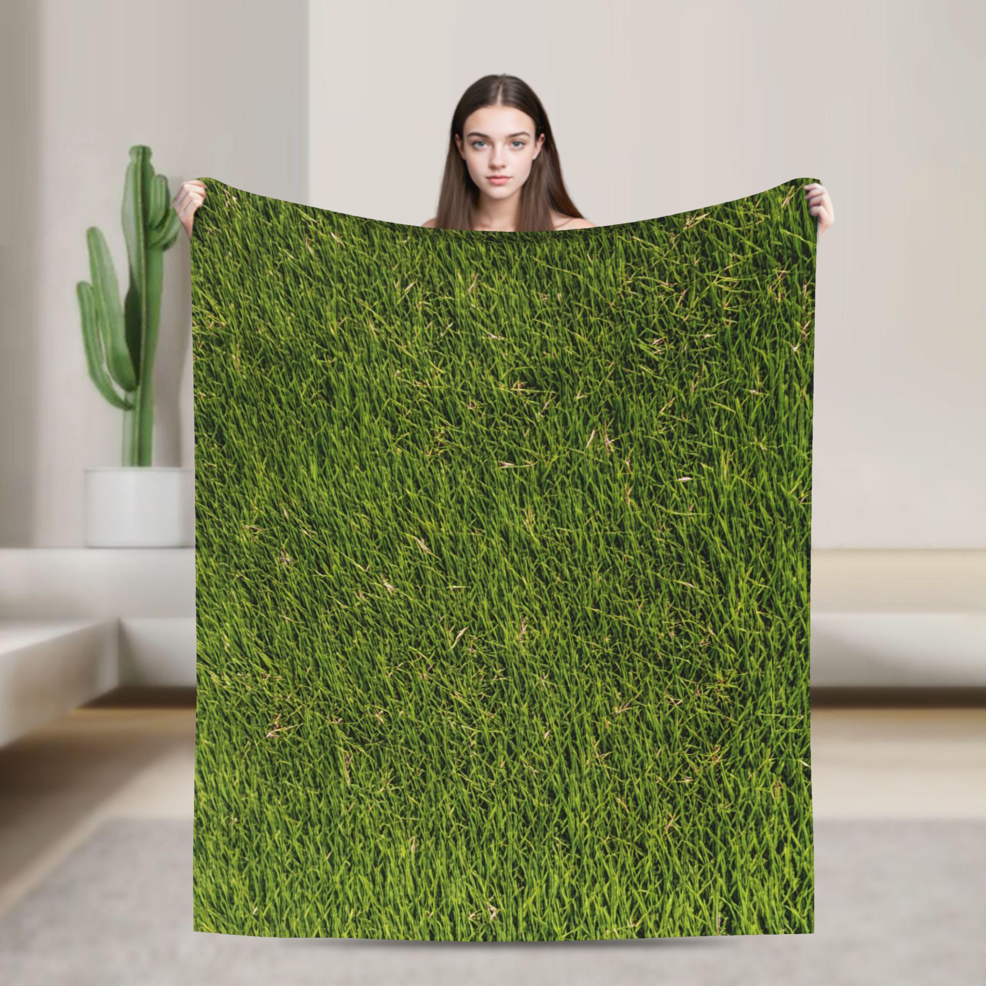 Shunika Chen Unisex Grass Battlemat Grassland Land Greenery Super Warm Blanket Decorative Plush Bedding Throws Flannel Bedspread Sofa Bed Cover
