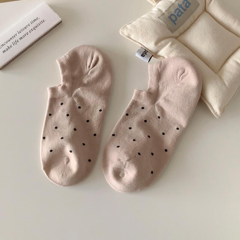 Seasonal Shallow Mouth Boat Socks Socks Women'S Solid Color Polka Dots Do Not Fall Off And Invisible Socks Summer Women