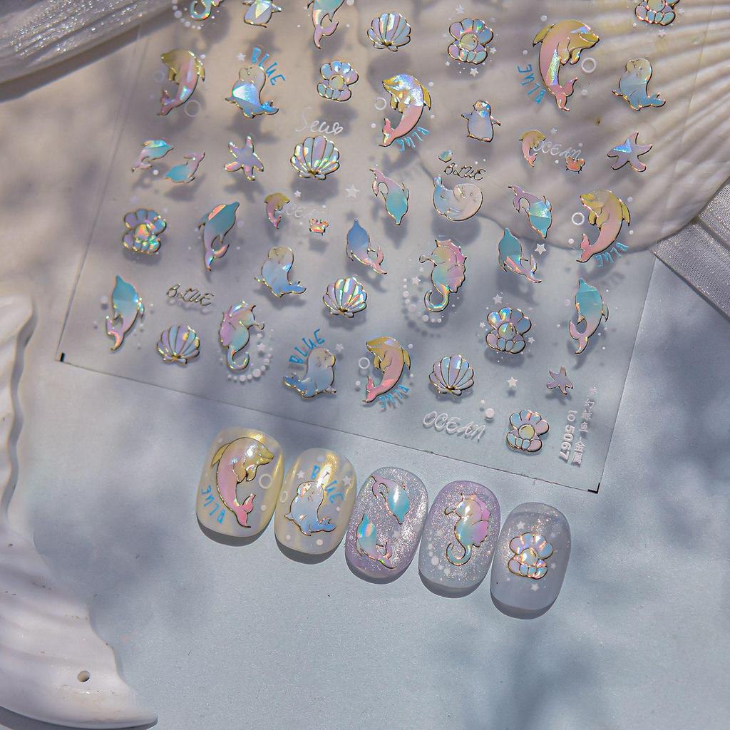 Tomoni 3D Dreamy Whale Metal Nail Stickers for Kids
