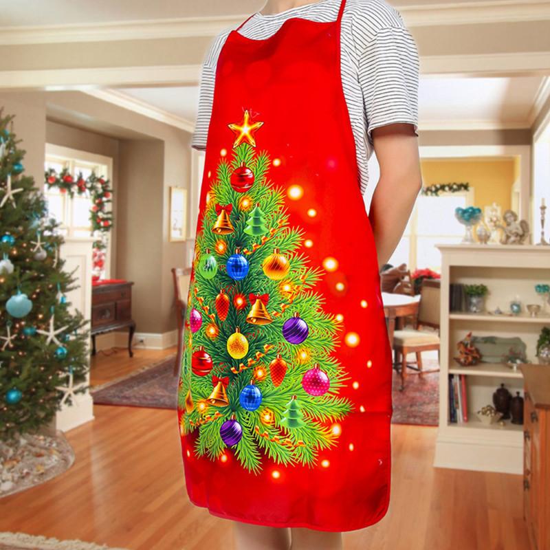Santa Claus Snowman Printed Christmas Aprons Sleeveless Xmas Home Cooking Baking Apron Waist Bib Pinafore Christmas Decorations