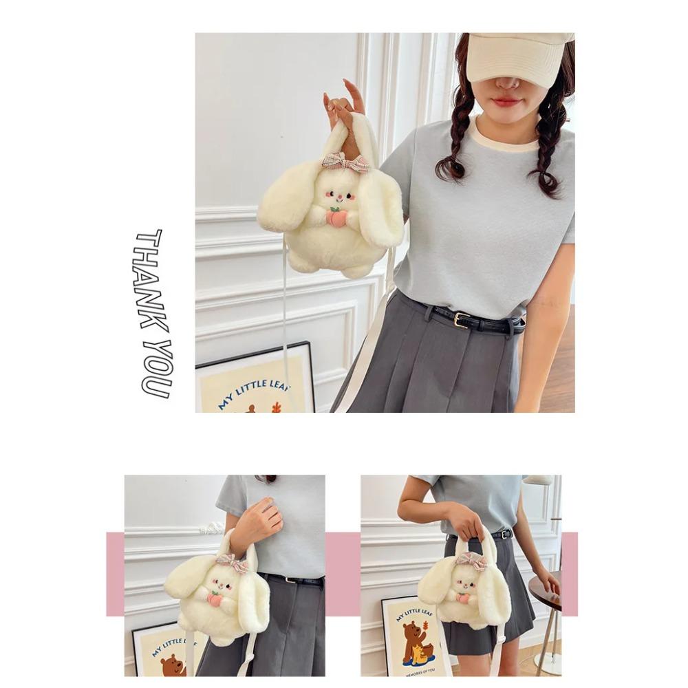 New Rabbit Kitten Plush Toy Backpack Stuffed Animal Rabbit Hold Peach Cat Hold Avocado Portable Shoulder Bag Girl Birthday Gifts