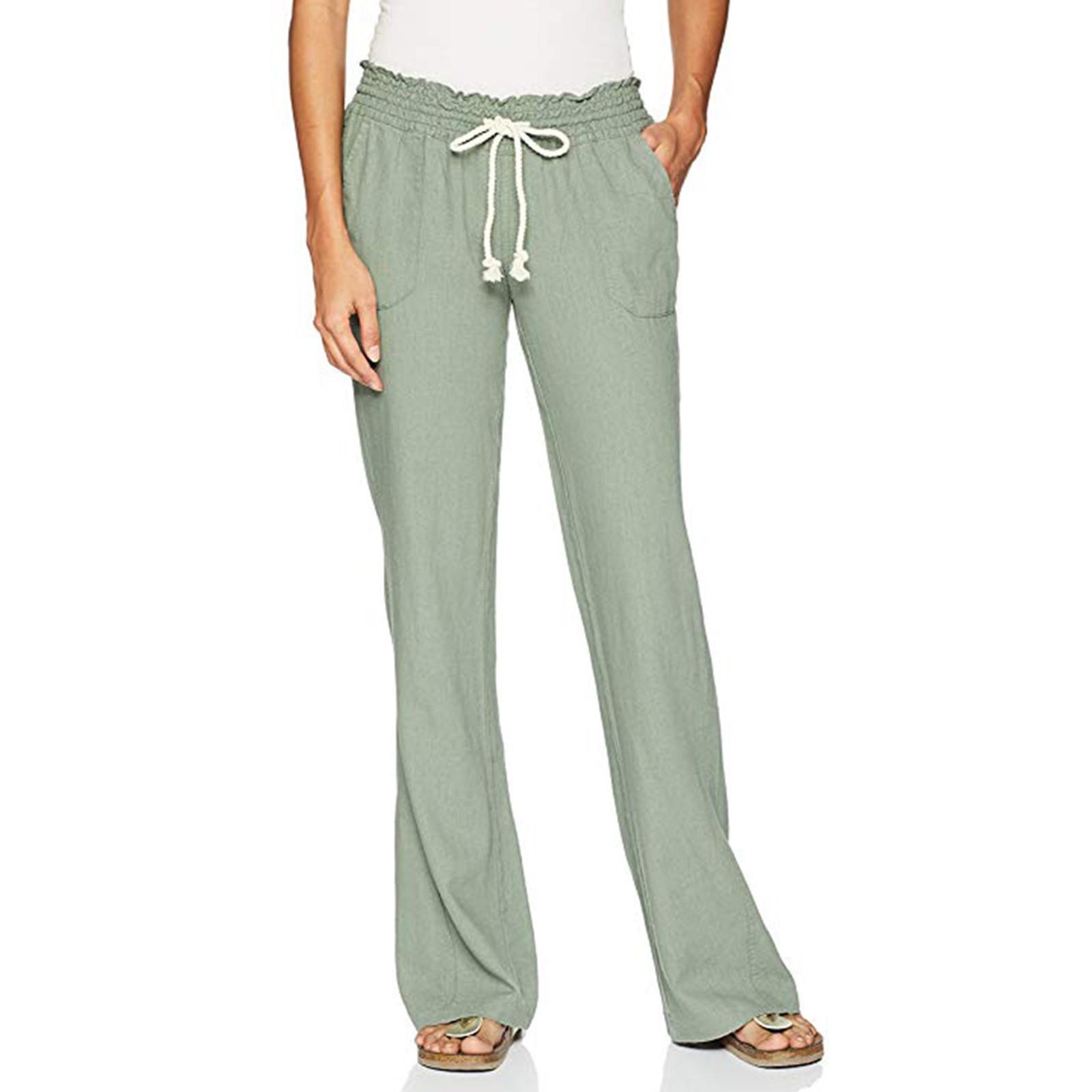 

Women s High Waist Wide Leg Pants Soft Breathable Embroidery Cotton And Hemp L