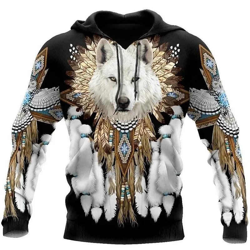 Podzim a zima Unisex Cool Wolf 3D tisk Boho Neformální Sportovní Mikiny Pulovr Street Fashion Oblečení