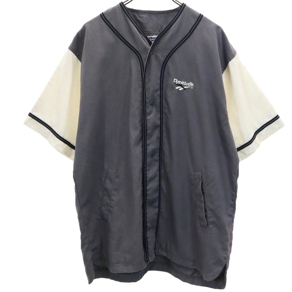 Reebok 90s Old Short Sleeve Baseball Jacket M Charcoal Gray Men's Used