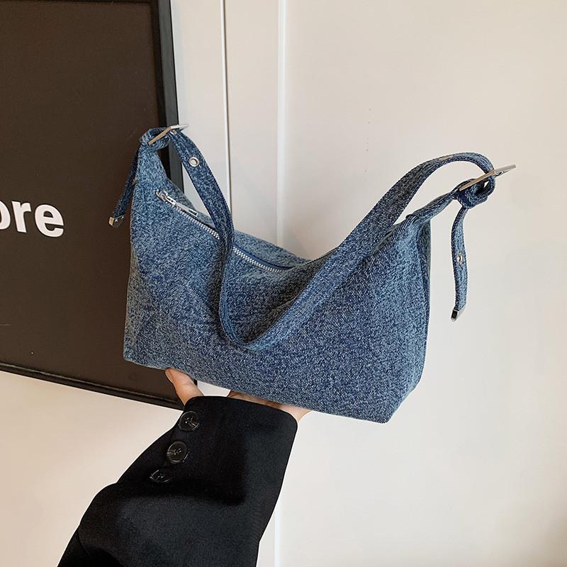 IELGY Denim Bag Casual One-Shoulder Underarm Bag Popular Fashion Cross-Body Dumpling Bag