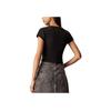 Calvin Klein Comfortable Letter Print Ribbed Knit Round Neck Short Sleeve T-Shirt Women Tops Black J224948-BEH