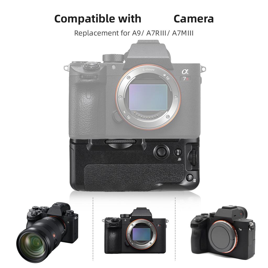 VG C3EMRC Vertical Battery Grip Holder with Dual Battery Slots Compatible with Sony A9  A7R   A7M