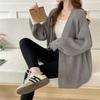 V Neck Loose Casual Cardigan Long Sweater Knitted Women Jacket Autumn and Winter Simple Solid Color Versatile Button Fashion Elegant Long Sleeve Coats