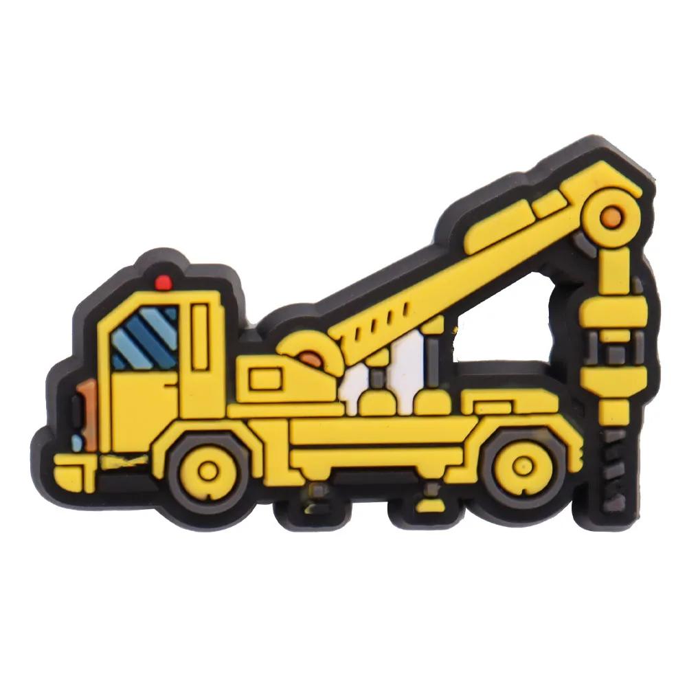 1Pcs PVC Mix Construction Vehicle Excavator Boys Buckle Clog Cool Children Cranes Car Shoe Charms Accessories Shoe Charm