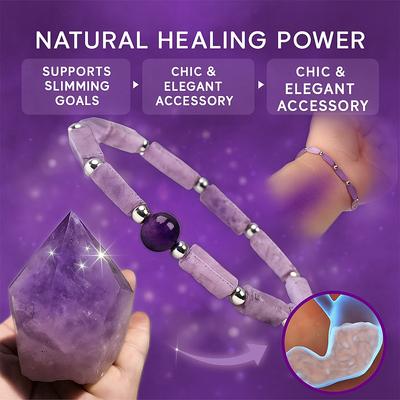 Women's Natural Amethyst Body Purifying Slimming Stone Bracelet for Healing Yoga