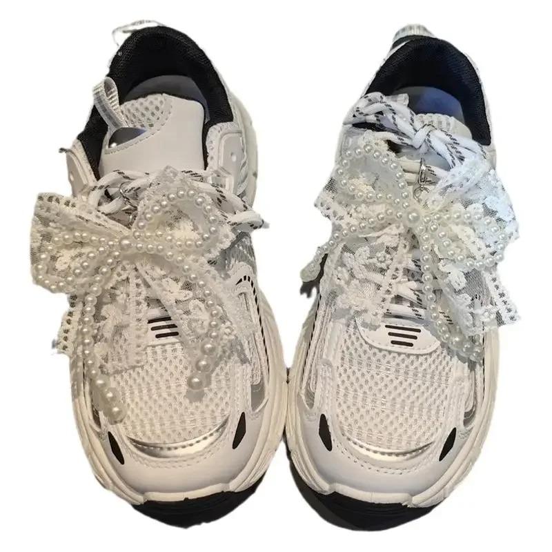 1/2 Pcs Pearl Bow Shoe Laces Charms Shoe Flower Buckle Premium Decorative for Sneakers Fashion Women's Shoe Charm Accessories