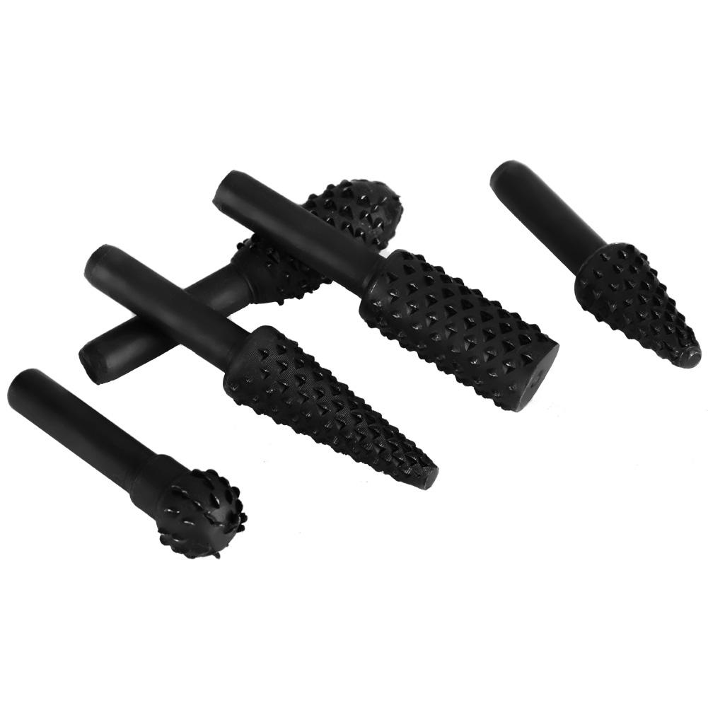 5Pcs Carbon Steel Rotary Burr Set Wood Drill Woodworking Carving Tool 6mm Shank Set