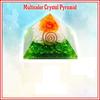 Resin Medium Size Multicolor Set of 1 Orgone Crystal Pyramid with Carnelian, Rock Crystal & Green Aventurine for Reiki Healing, Vastu Correction,