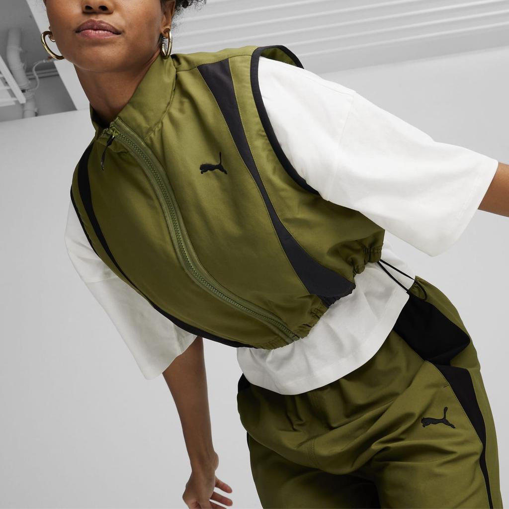 Puma Color Block Casual Woven Sleeveless Vest Women tops Green 624299-33