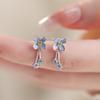 Blue Flower Zircon Earrings Unique Design Sweet and Beautiful Niche Earrings