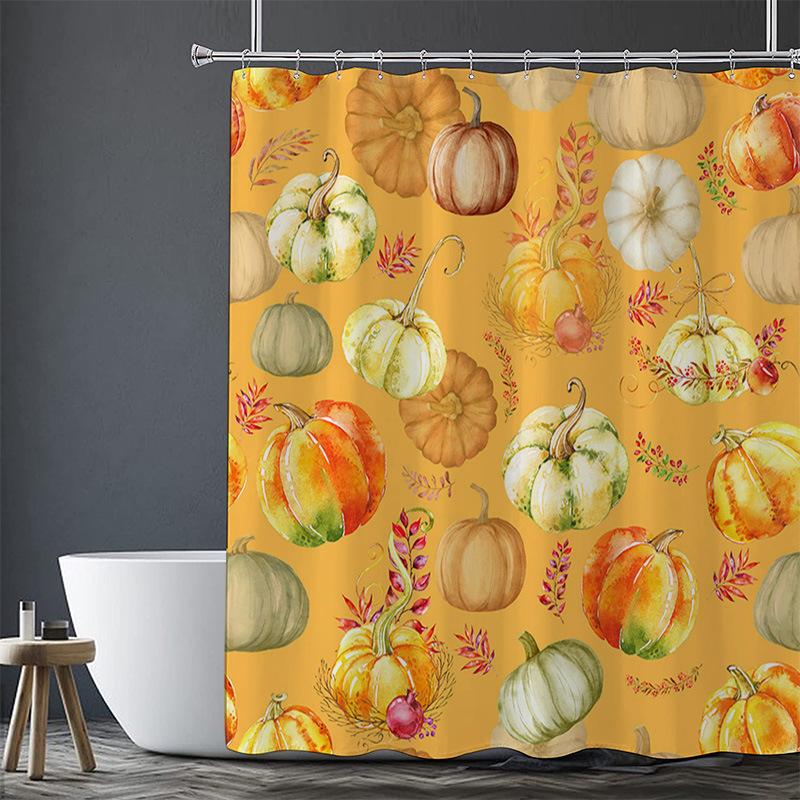 Halloween Maple Leaves Washable Dirt-Resistant Shower Curtain Shower Head Waterproof Polyester Bath Curtain For Home Decor