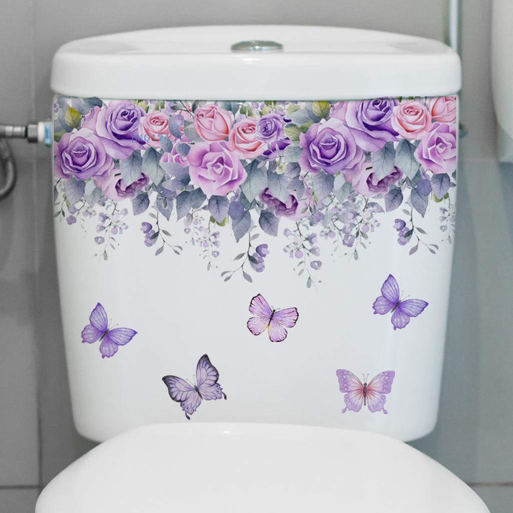 Pegatina de pared de flores y plantas verdes, calcomanías decorativas para baño, sala de estar, armario, decoración del hogar, Mural autoadhesivo