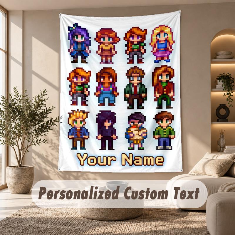 Tapestry Custom Name Text, Wall Hanging Tapestry Home Room DecorStardew Valley