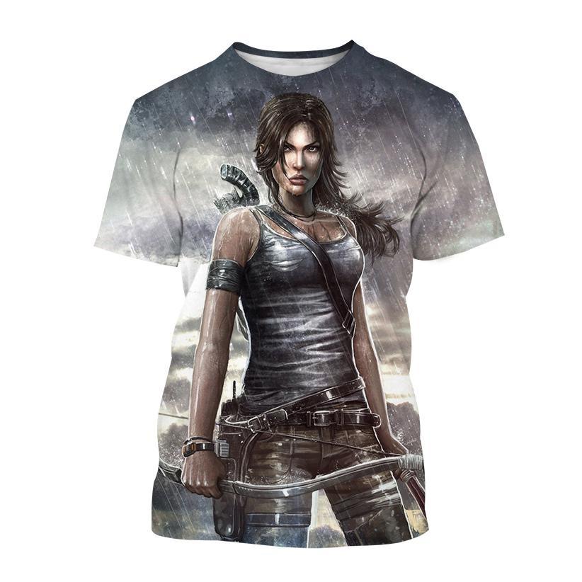Nové nejprodávanější tričko Tomb Raider s 3D potiskem Tomb Raider Lara Personality Pánské Dámské Cool Street Style Dětské Krátký Rukáv