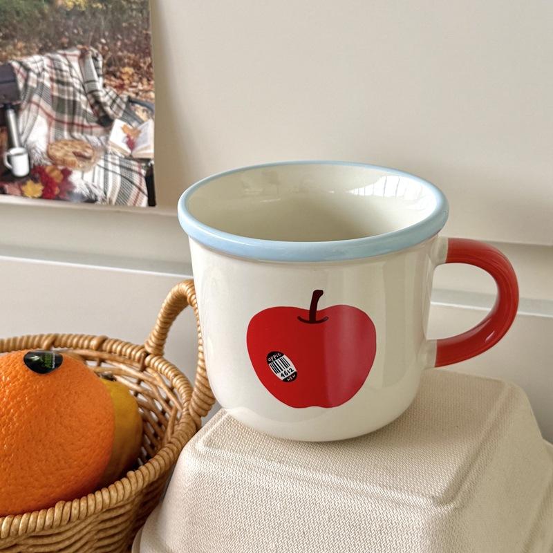 Ancient Style Ceramic Mug Apple Couple Coffee Cup Breakfast Milk Cup Souvenir Tomato Ceramic Mug Mug
