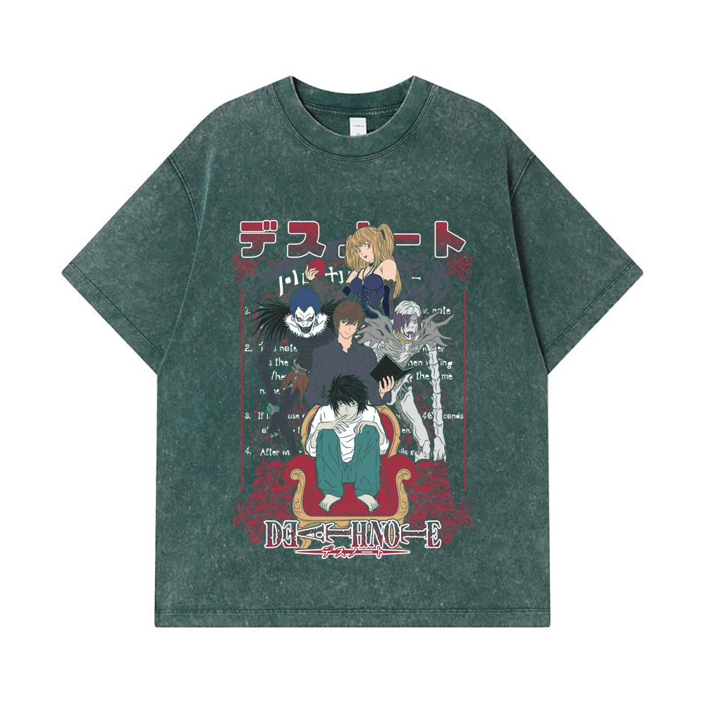 275 GSM Washed T-shirts 100% Cotton Death Note V1 Print Unisex Heavy Cotton T Shirt