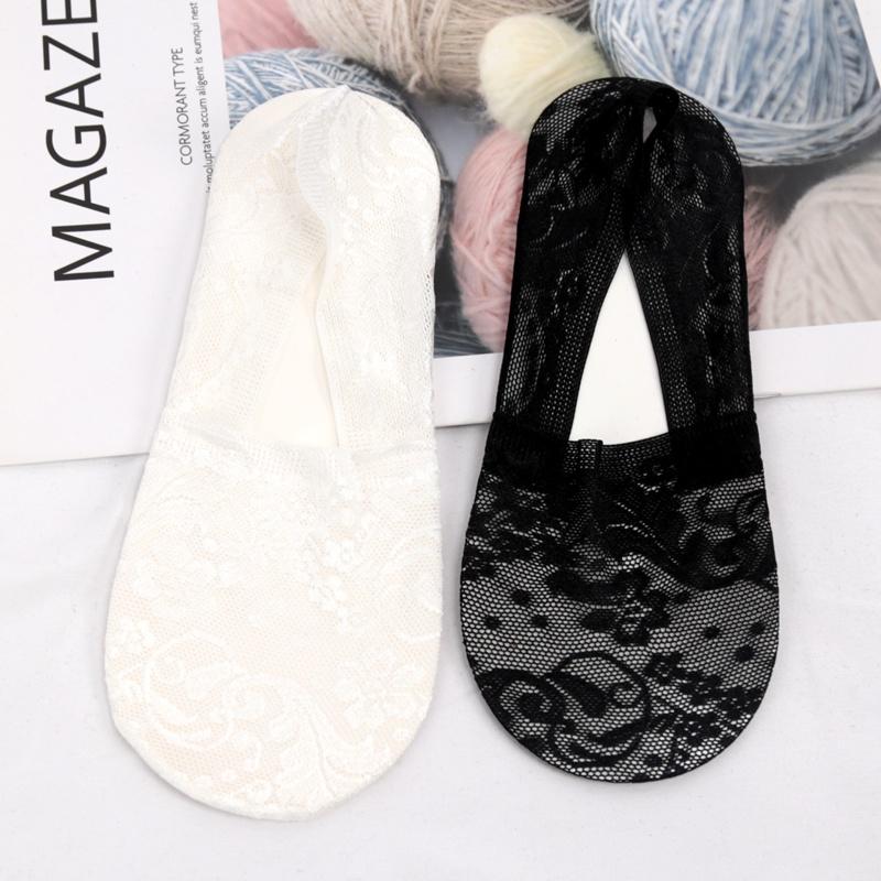 3 Paar Damen Mädchen Sommer Dünn Atmungsaktiv Silikon Rutschfest Damen Socken Spitze Blume Kurze Socke Antirutsch Unsichtbar Knöchelsocken