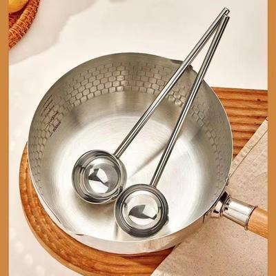 304 Stainless Steel Hot Oil Spoon Small Size Long-handled Soup Spoon Extended Handle Mini Design Oil Pouring Spoon Kitchen Use