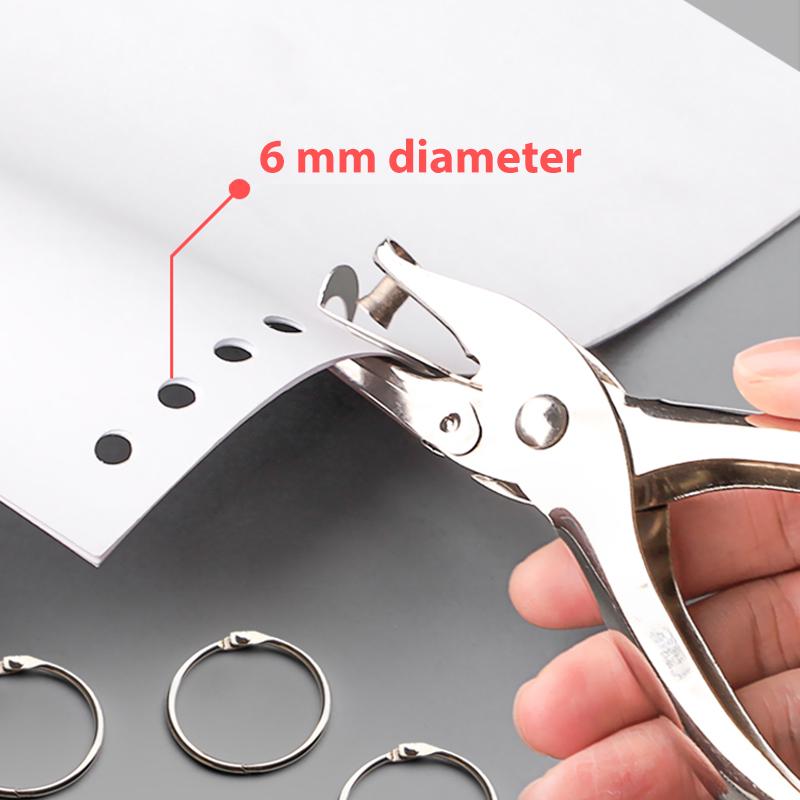 Portable Single Hand Held Metal Stationery Round Hole Diameter 6mm Hole Punch Pliers Hole Punch Paper For School Office Supplies