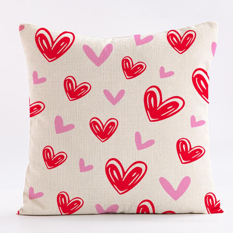 Love Heart Valentine'S Day Design Throw Pillow Cover With Short Plush Print For Living Room Sofa Decoration Cushion Cover