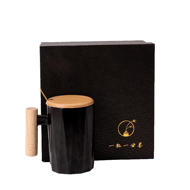 Nordic Wooden Handle Ceramic Mug Literary Water Cup Coffee Cup Holiday Event Gift