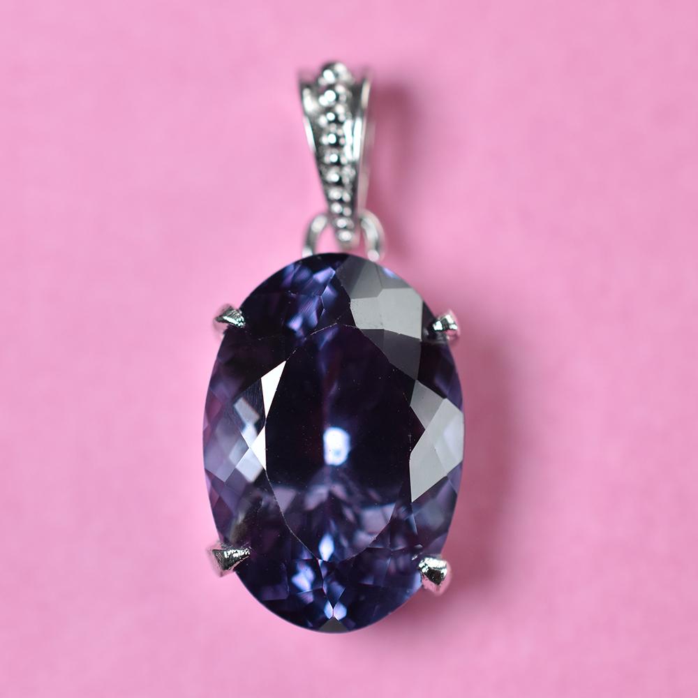 

35.20 Ct Color Change Natural CERTIFIED Oval Alex 925 Sterling Silver Pendant MY.PDS-338-NS 19.2 mm Approx.