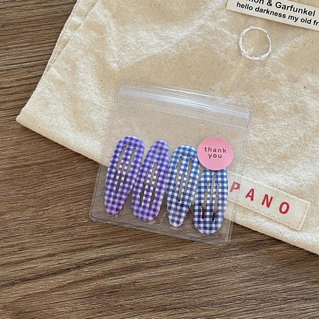 4Pcs/bag Sweet Cute Plaid Water Drops BB Clip College Style Young Students Women Girls Broken Hair Clip Fringe Bangs Hairpin