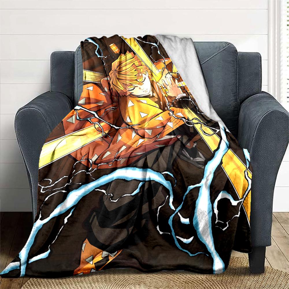 1pc Agatsuma Zenitsu Blanket, Gift, for Men and Women, Soft Blanket, Good for Sofa Bed Couch Travel, Lightweight Flannel Blanket