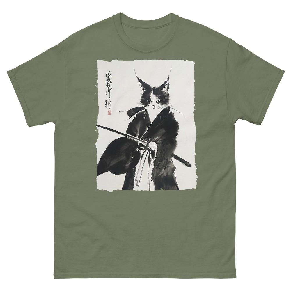 Samurai Cat Vintage UkiyoE Warrior Art Graphic Cat Art TShirt