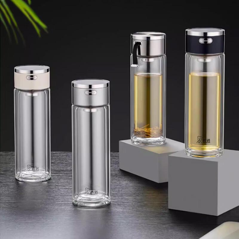 XINUO Double Wall Glass Tea Infuser Bottle