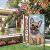 1pc French Bulldog Floral Welcome Garden Flag - 30.48x45.72 cm, Outdoor Yard Decor