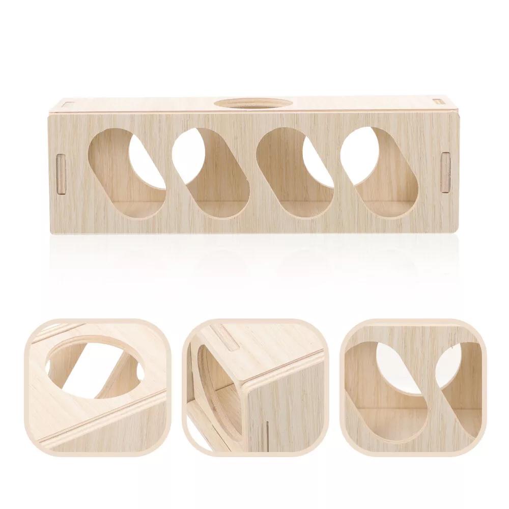 1 Pc Wooden Hamster Tunnel Escape Toy Maze Hideout Tube Chew Toys Teeth Grinding Toys for Small Animal Pet Hamsters Guinea Pigs
