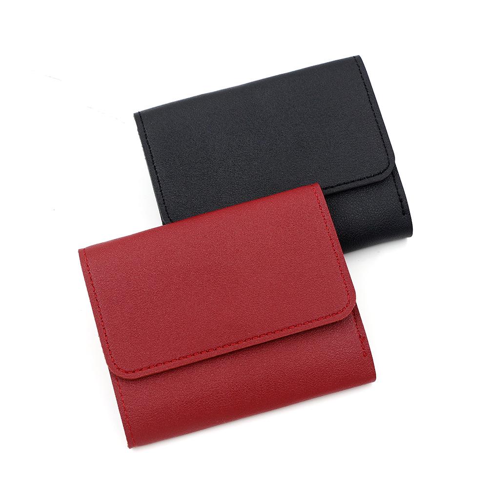 Women's High-End Solid Color Tri-Fold Wallet & Card Holder