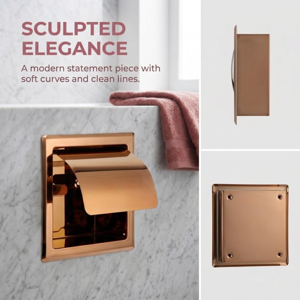 Stainless Steel Paper Towel Holder Rose Gold Toilet Tissue Rack Bathroom Kitchen Washroom