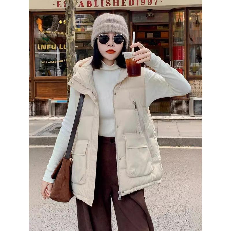 European and Korean Down Cotton Vest Women's Autumn and Winter New Medium and Long Outer Wear Loose Large Size 0kg Versatile Sleeveless Hanger