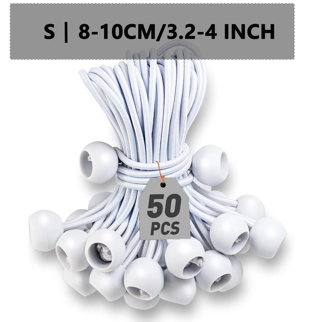 Ball Bungee Cords 4/6/9 Inch,50 Pcs Tarp Ball Bungee Ties Heavy Duty Canopy Tie Downs For Camping,Tent Poles With Uv Resistant