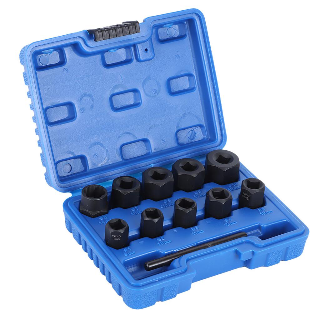 11pcs set Damaged Nut Lock Remover 3 8in Drive Size Twist Socket Straight Bar Set